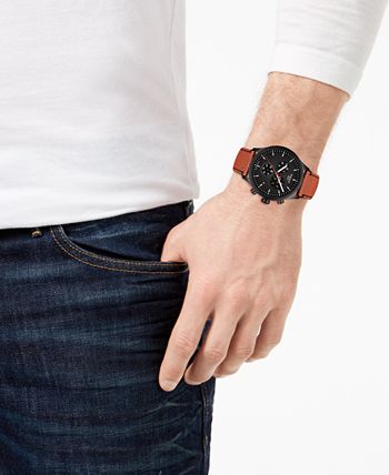 Tissot - Men's Swiss T-Sport Chrono XL NBA Orange Textured Leather Strap Watch 45mm - Limited Edition