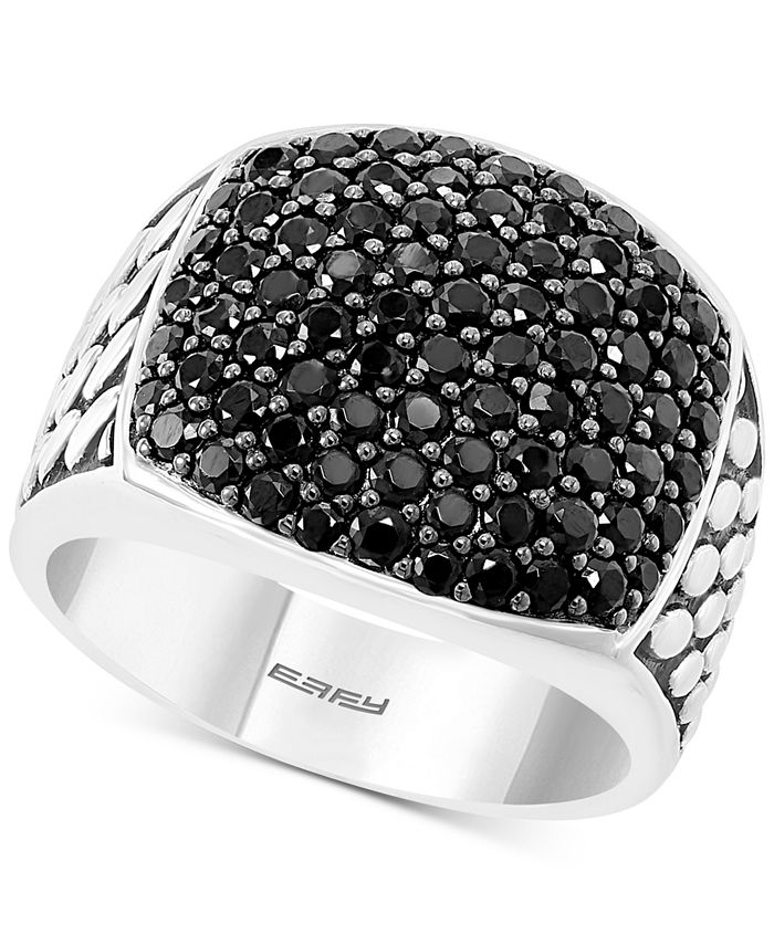 EFFY Collection EFFY® Men's Black Spinel Cluster Ring in Sterling ...