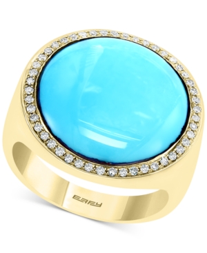 image of Effy Turquoise & Diamond (1/4 ct. t.w.) Statement Ring in 14k Gold
