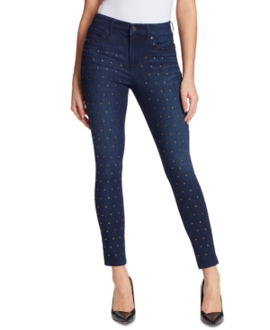 image of Skinnygirl Fritzo Mid-Rise Studded-Front Skinny Jeans