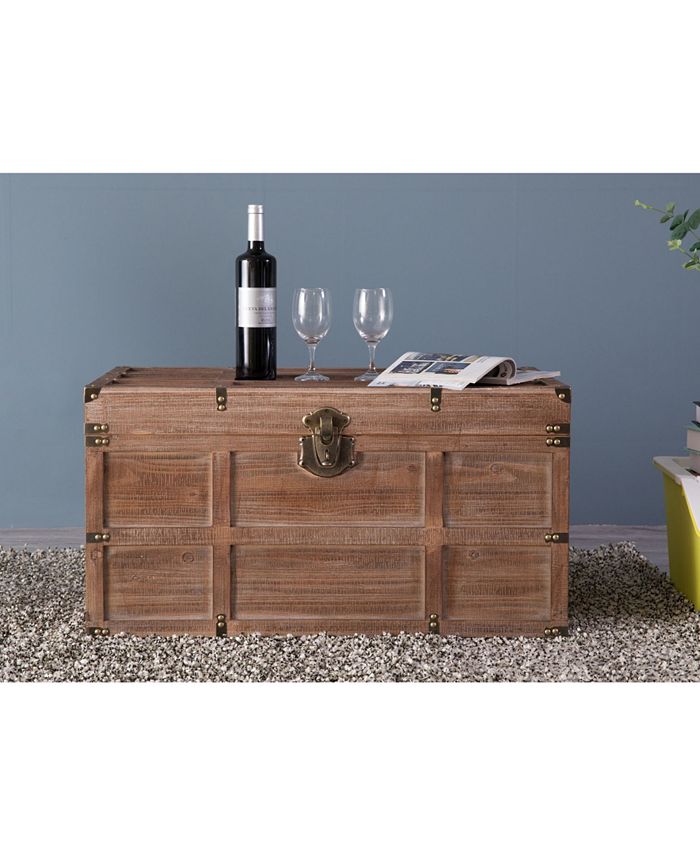 Vintiquewise Wooden Rectangular Lined Rustic Storage Trunk with Latch