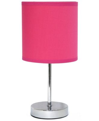 Simple Designs Chrome Mini Basic Table Lamp with Fabric Shade