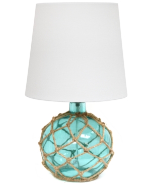 Elegant Designs Buoy Rope Nautical Netted Coastal Ocean Sea Glass Table Lamp Shade