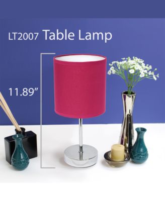 Simple Designs Chrome Mini Basic Table Lamp with Fabric Shade 2 Pack Set