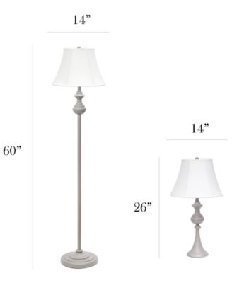 Elegant Designs Traditionally Crafted 3 Pack Lamp Set 2 Table Lamps, 1 Floor Lamp Shades
