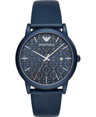 Emporio Armani - Men's Blue Leather Strap Watch 43mm