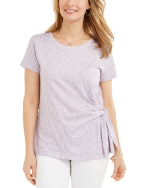 image of Style & Co Printed Tie-Side Top, Created for Macy-s