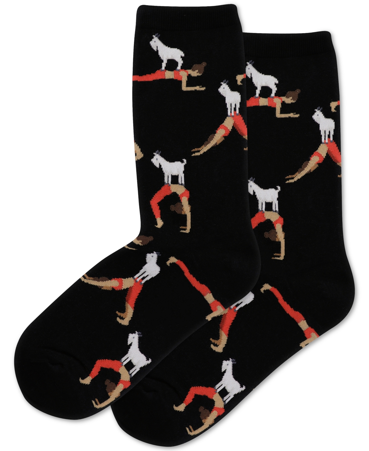 Women's Goat Yoga Crew Socks - Black