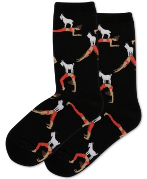 Hot Sox Women's Goat Yoga Crew Socks In Black