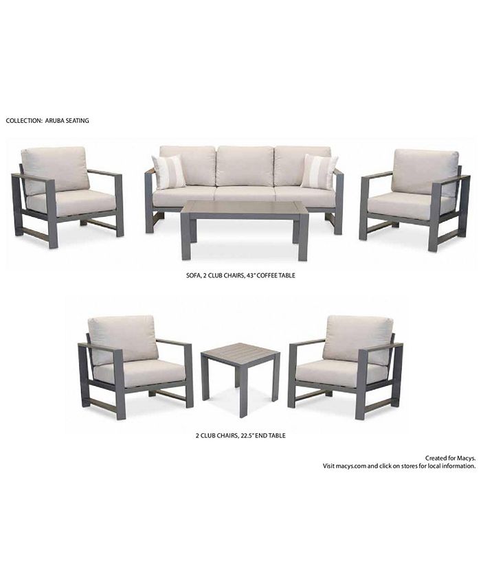 CLOSEOUT Aruba Grey Aluminum Outdoor Club Chair with Sunbrella Cushion Created for Macy s