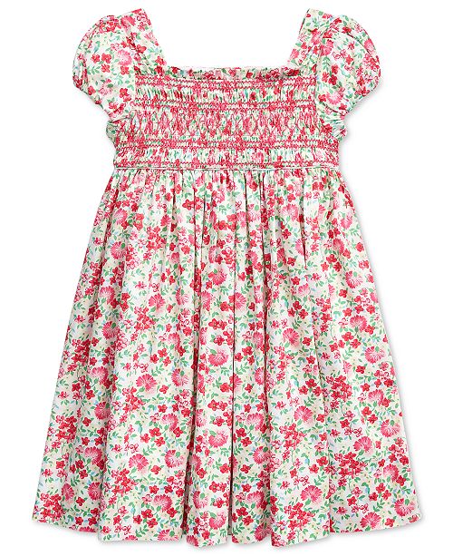 Polo Ralph Lauren Toddler Girls Floral Smocked Cotton Dress