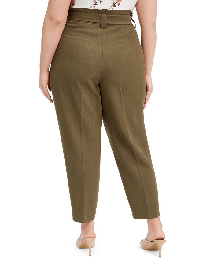 Calvin Klein Plus Size Slim-Ankle Tie-Waist Pants & Reviews - Pants ...
