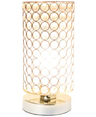 Elegant Designs Elipse Crystal Bedside Nightstand Cylindrical Uplight Table Lamp