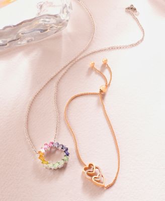 Lab-Grown Multi-Sapphire Circle 16-1/2" Pendant Necklace (2-1/4 ct. t.w.) in Sterling Silver