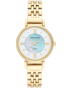 image of Anne Klein Women-s Considered Solar Powered Gold-Tone Bracelet Watch 30mm