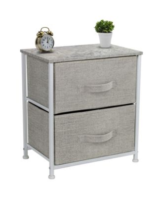 2 Drawers Steel Frame, Wood Top & Easy Pull Fabric Bins - Great for Home, Bedroom, Office & College Dorm - Nightstand