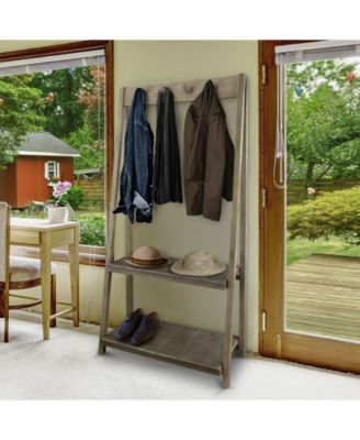 Essex Folding Coat Rack with 2 Shelves