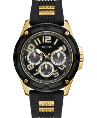 GUESS - Men's Black Silicone Strap Watch 46mm