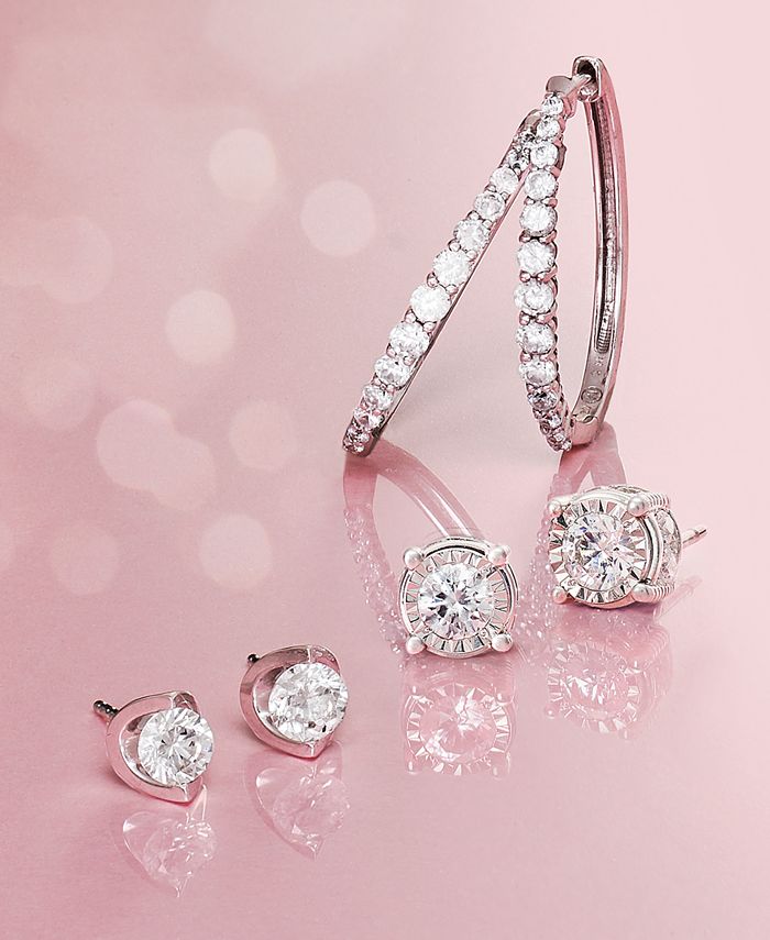Macy's Diamond Hoop Earrings (1 ct. t.w.) in 14k Gold, Rose Gold, or