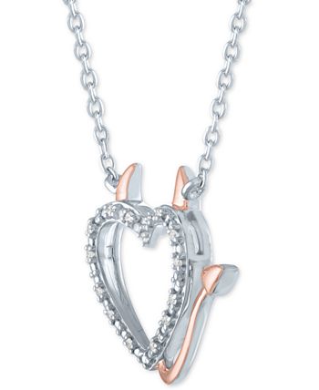 Macy's Diamond Accent Heart Lock & Key 18 Pendant Necklace in Sterling  Silver & 14k Rose Gold-Plate - Macy's