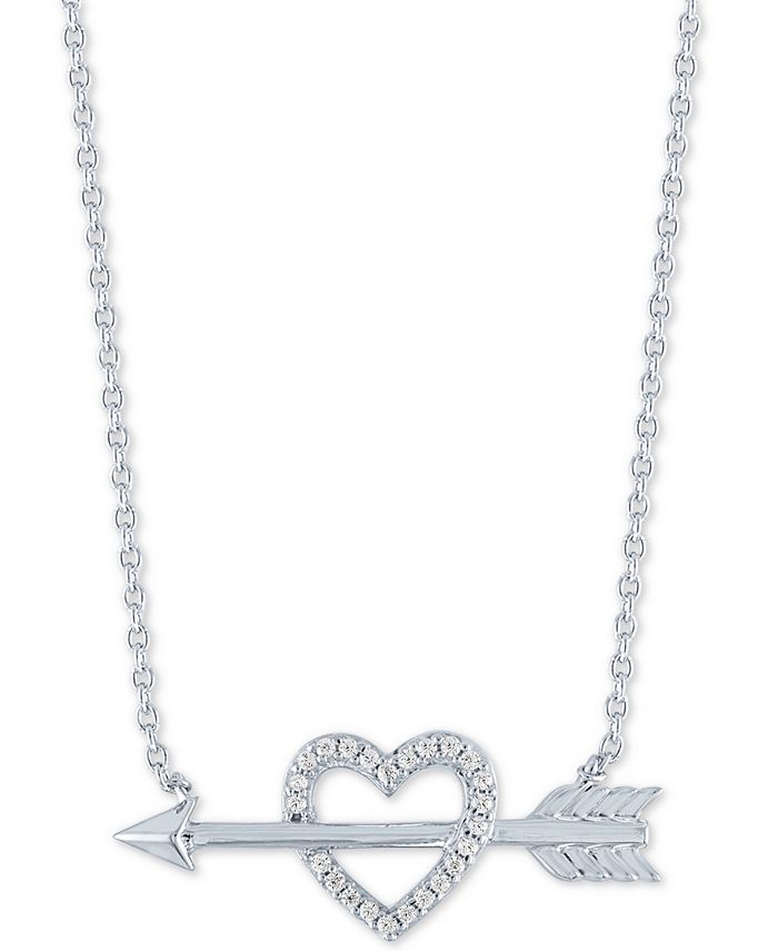 Macy's Heart and Arrow Diamond Pendant Necklace (1/10 ct. t.w.) in ...