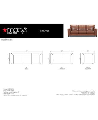 Brayna 88" Classic Leather Sofa, Created for Macy's