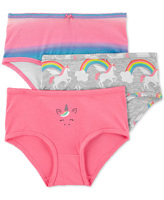 M&Co Girls Rainbow Unicorn Briefs Three Pack 