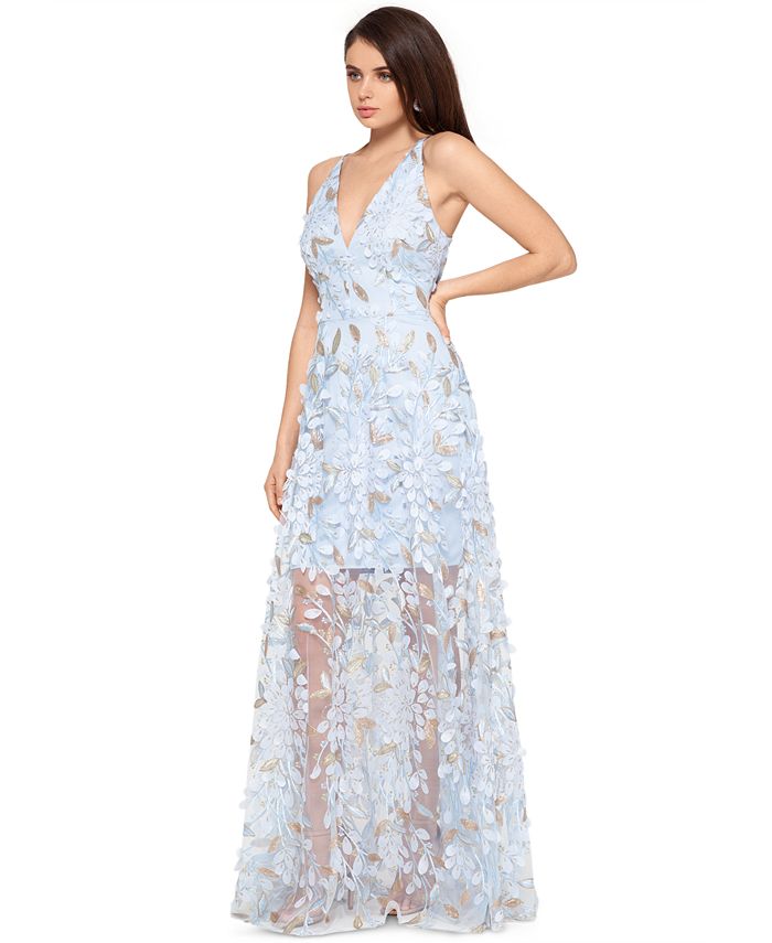 XSCAPE 3D Embroidered Floral Gown & Reviews - Dresses - Women - Macy's