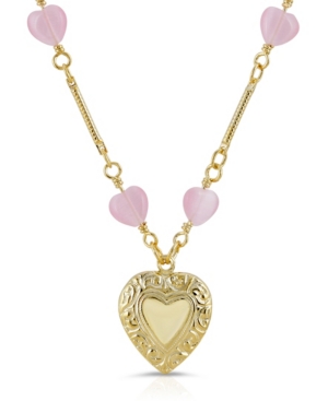 image of 2028 Chain Accent Heart Pendant Necklace