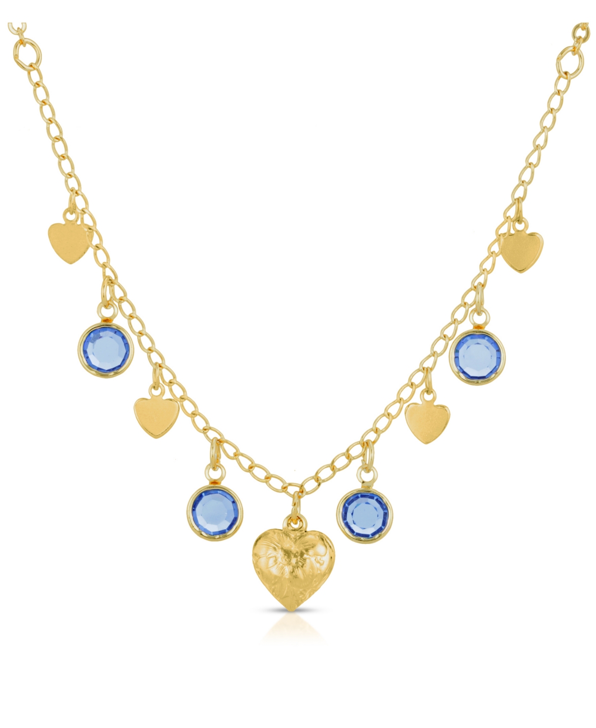 2028 Channels With Hearts Drop Necklace In Blue