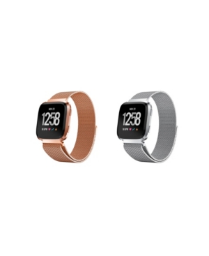 Posh Tech Unisex Loop Fitbit Versa Assorted Stainless Steel Watch Replacement Bands - Pack Of 2 In Multi
