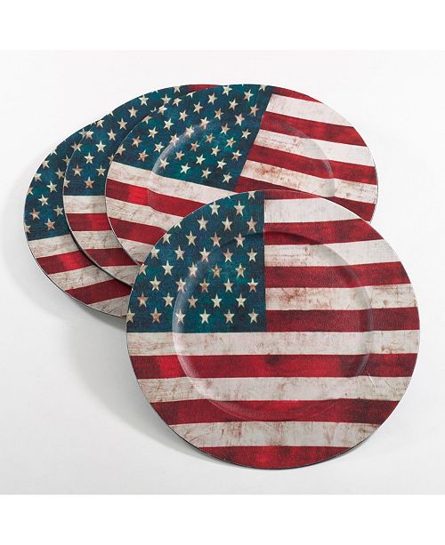 Saro Lifestyle Decorative Collection U S Flag Design Charger