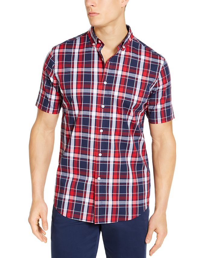 Club Room Men's Plaid Short Sleeve Shirt, Created for Macy's & Reviews ...