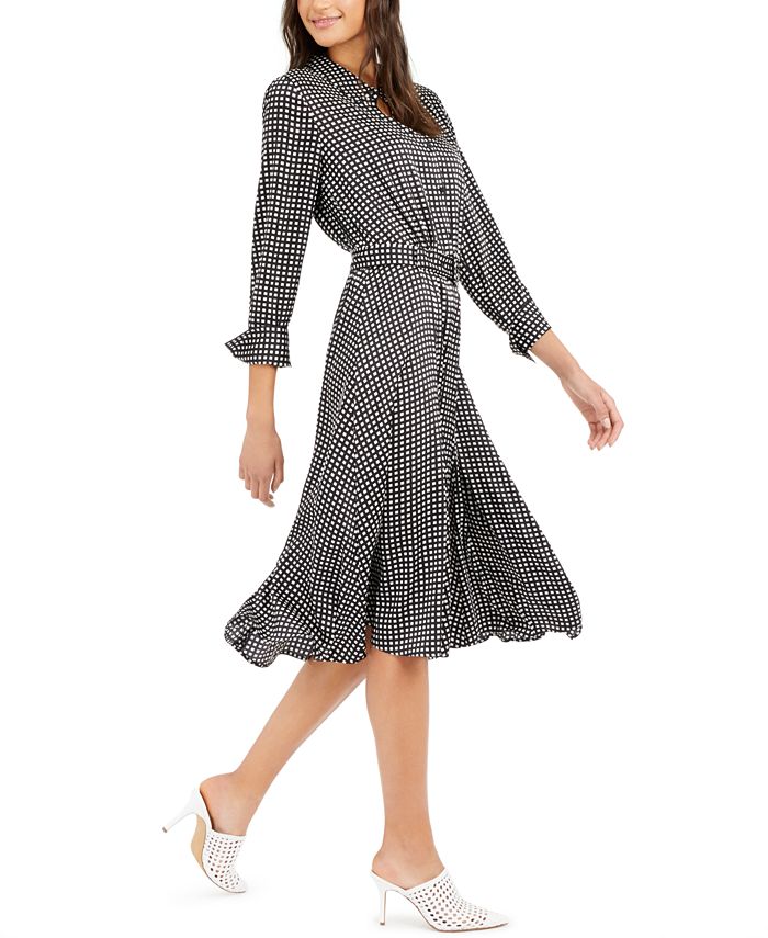 Alfani Printed Belted Fit & Flare Dress, Created for Macy's - Macy's