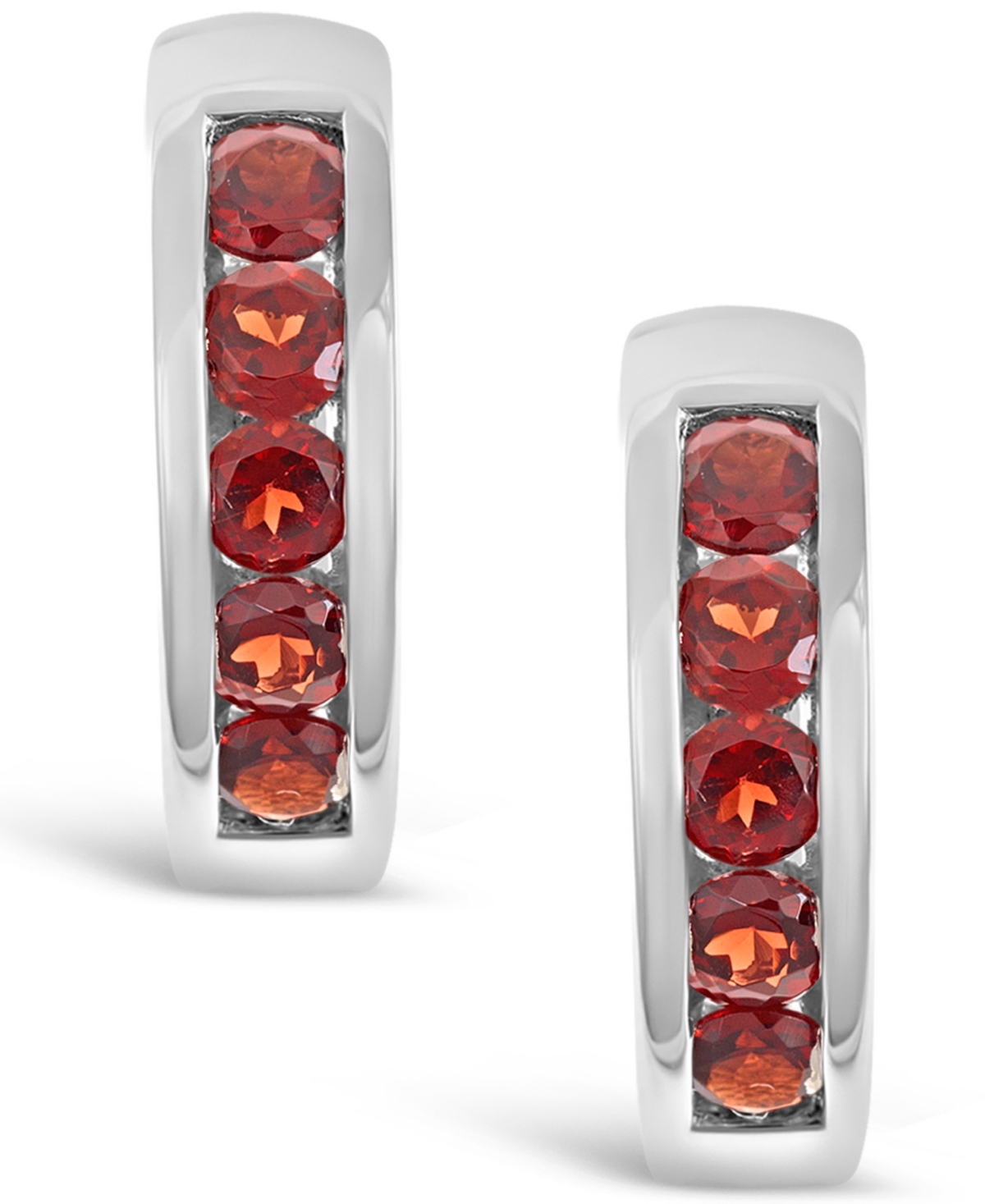 (1 ct. t.w.) Huggie Hoop Earrings in Sterling Silver (Also Available in Peridot) - Garnet