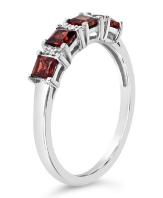 Gemstone and Diamond Accent Ring in Sterling Silver