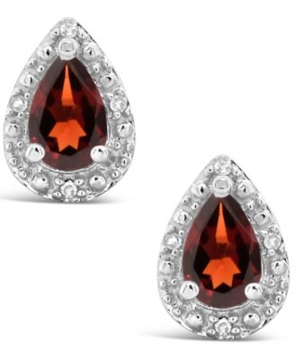 Gemstone and Diamond Accent Stud Earrings in Sterling Silver