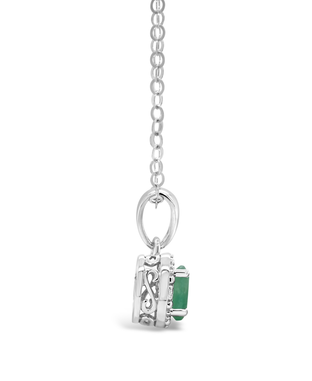 Aquamarine (3/8 ct. t.w.) and Diamond Accent Pendant Necklace in Sterling Silver (Also Available  - Emerald