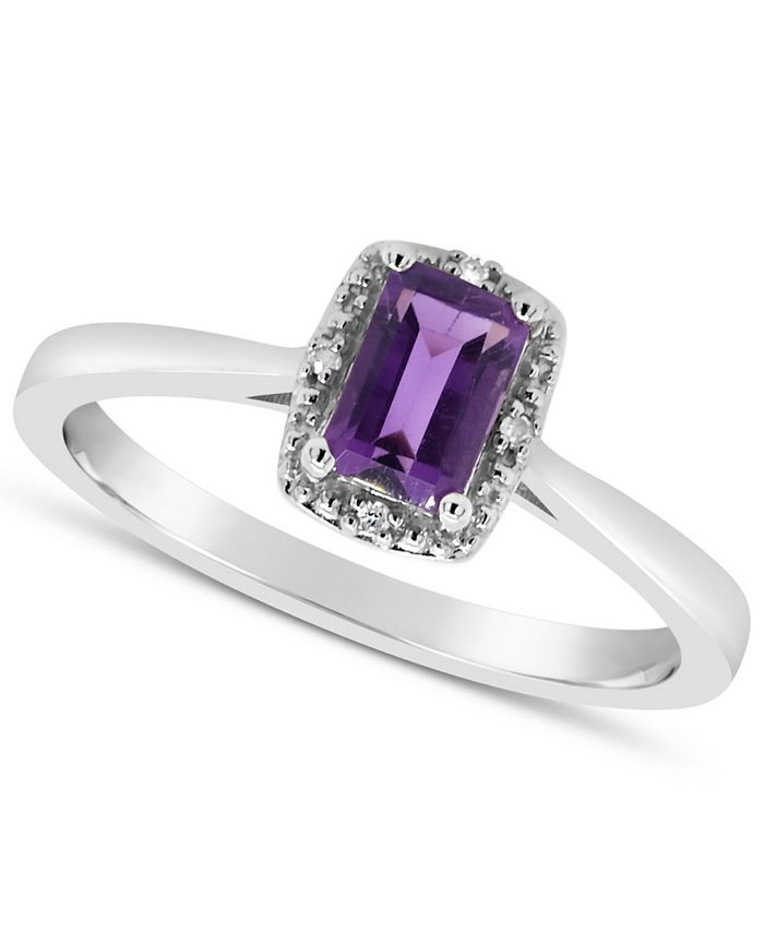 Macy's Gemstone and Diamond Accent Ring in Sterling Silver - Macy's