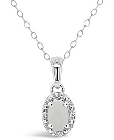 Gemstone and Diamond Accent Pendant Necklace in Sterling Silver