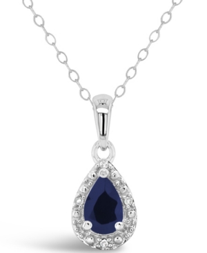 image of Sapphire (3/8 ct. t.w.) and Diamond Accent Pendant Necklace in Sterling Silver (Also Available in Emerald)