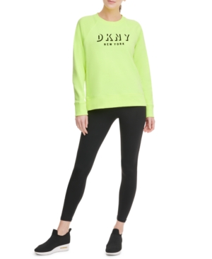 Dkny Sport Flocked Logo Sweatshirt In Neon Zest Modesens