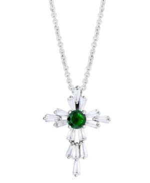 image of Birthstone Cross Pendant In Fine Silver Plate