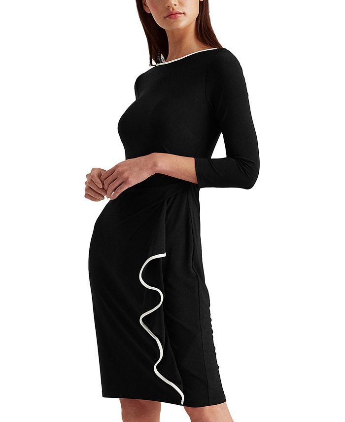 ralph lauren ruffle trim jersey gown