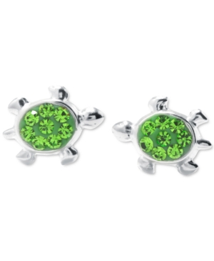 image of Green Crystal Turtle Stud Earrings (3/8