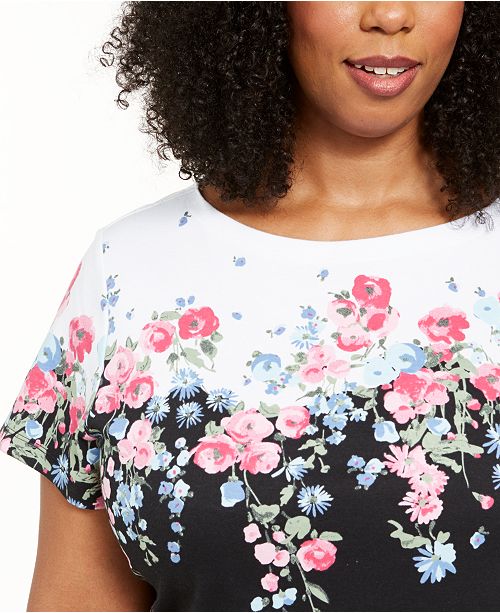 Karen Scott Plus Size Floral-Print Knit Dress, Created for Macy&#39;s & Reviews - Dresses - Plus ...