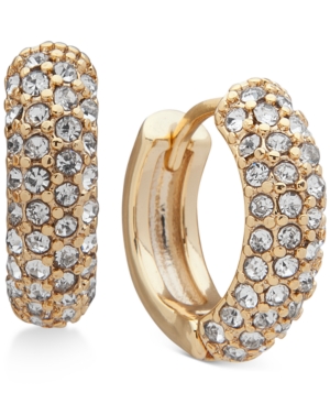 image of Dkny Gold-Tone Small Micropave Huggie Hoop Earrings, 7/10