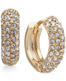 Gold-Tone Small Micropavé Huggie Hoop Earrings, 7/10"