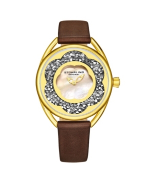 image of Stuhrling Women-s Brown Leather Strap Watch 38mm