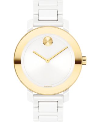 Movado Women's Swiss Bold White Ceramic 